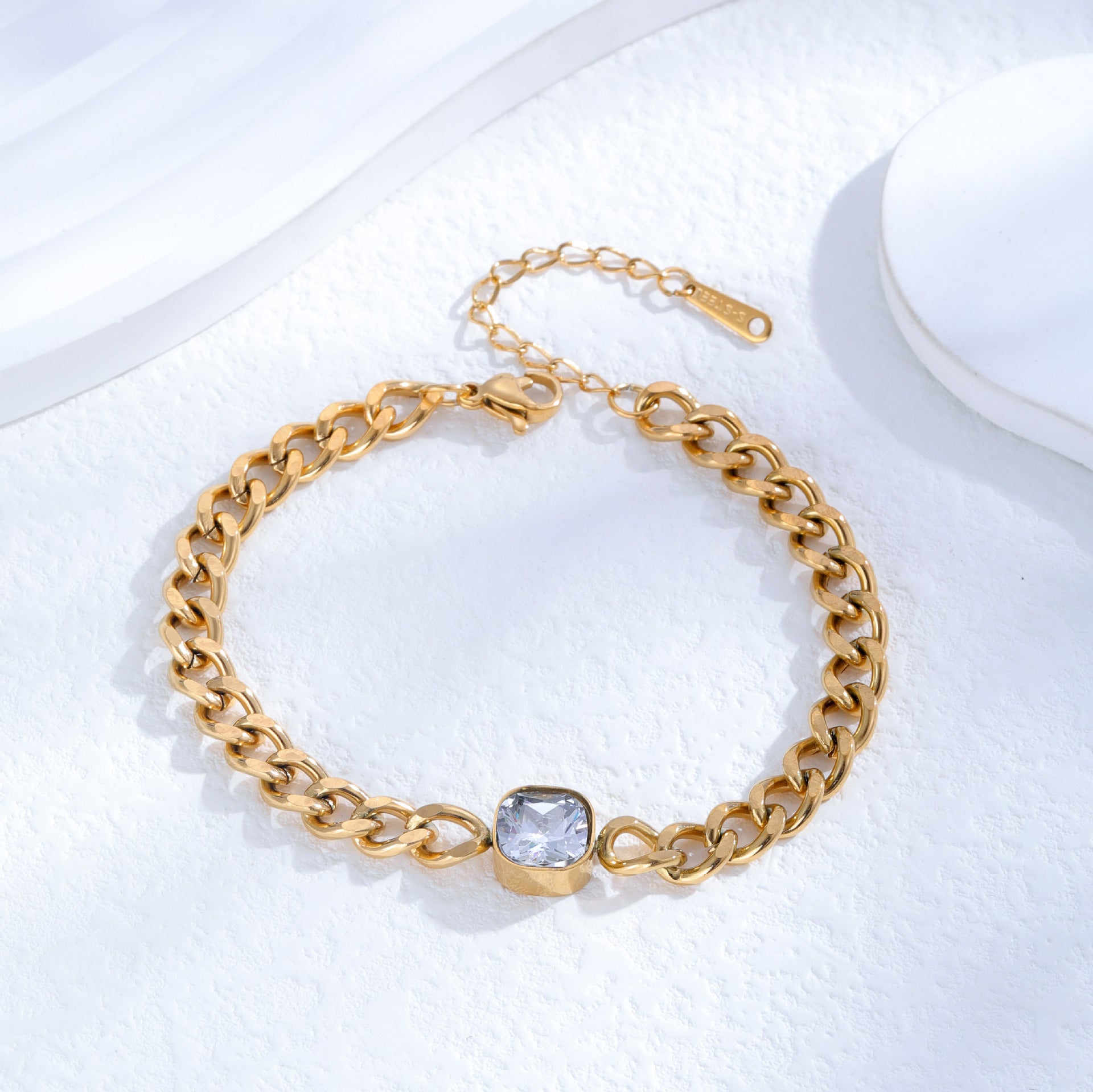 Square Diamond Titanium Bracelet