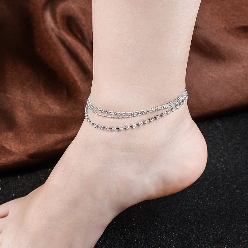 Multilayer Crystal Anklet