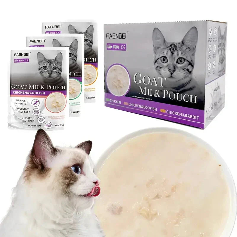 3.0oz*12pcs Pet Snacks Goat Milk Package Cat Snack Wet Cat Food Petzymart