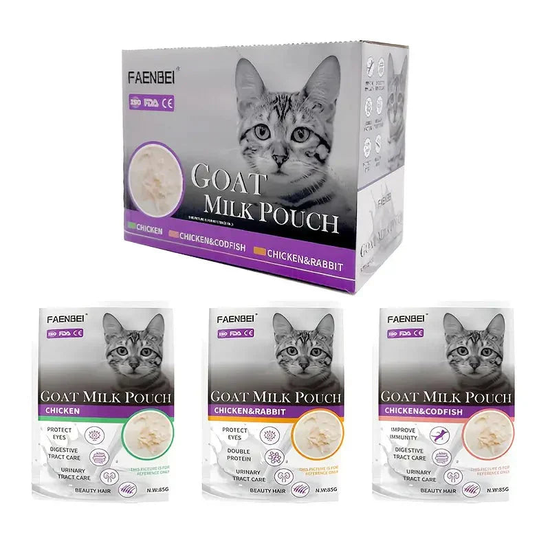 3.0oz*12pcs Pet Snacks Goat Milk Package Cat Snack Wet Cat Food Petzymart
