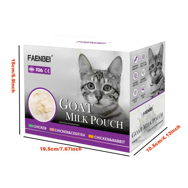 3.0oz*12pcs Pet Snacks Goat Milk Package Cat Snack Wet Cat Food Petzymart