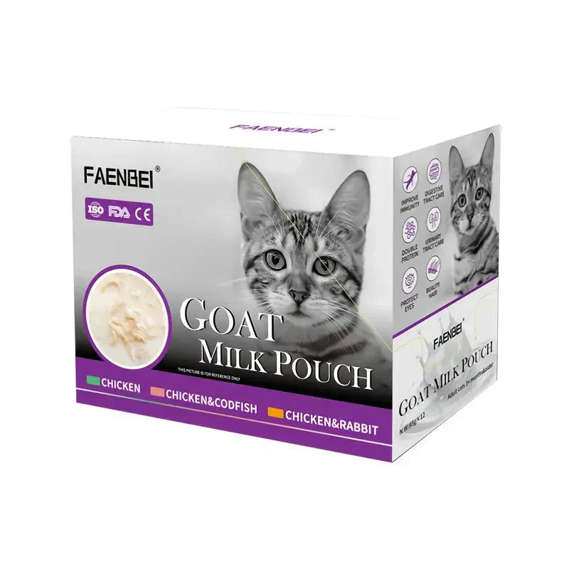 3.0oz*12pcs Pet Snacks Goat Milk Package Cat Snack Wet Cat Food Petzymart