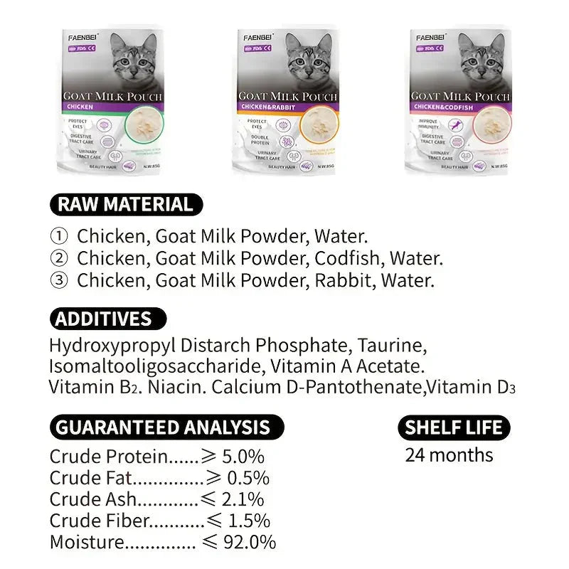 3.0oz*12pcs Pet Snacks Goat Milk Package Cat Snack Wet Cat Food Petzymart