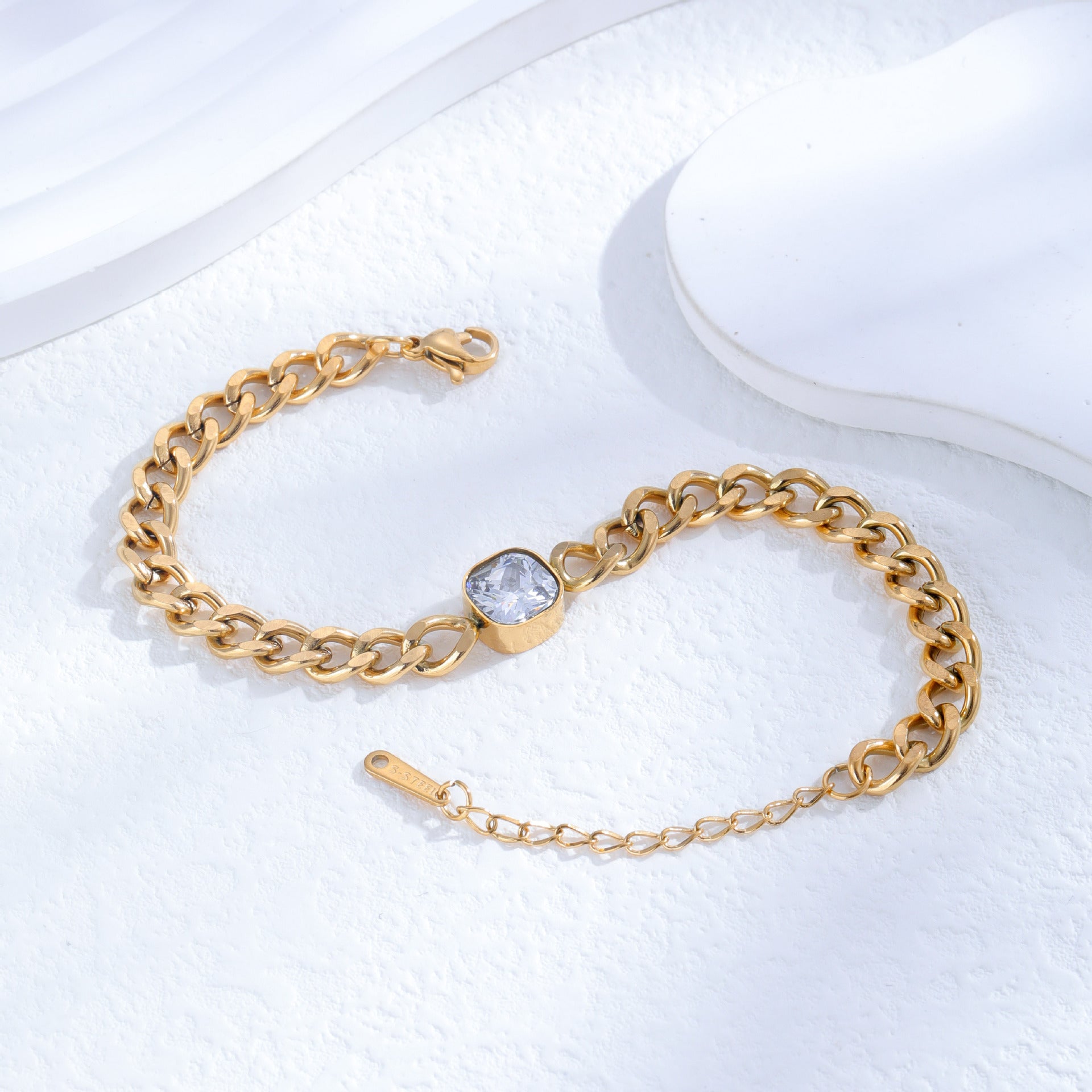 Square Diamond Titanium Bracelet