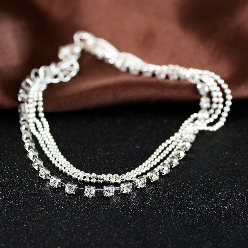 Multilayer Crystal Anklet