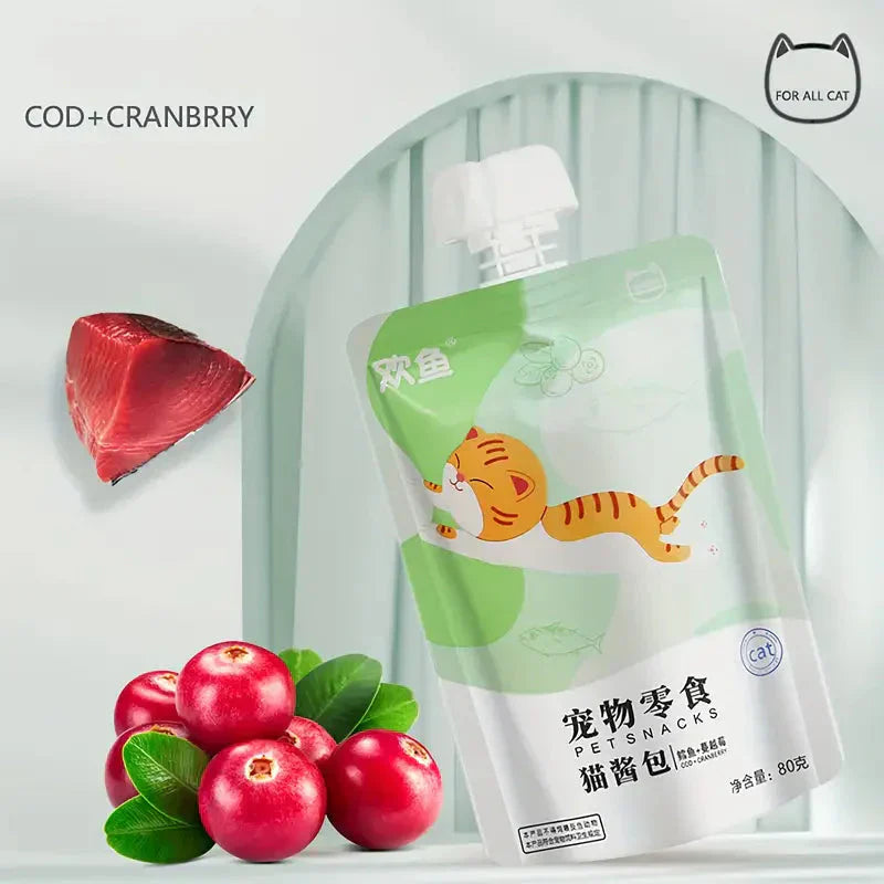 5pcs Cat Treats, Pet Fresh Meat Sauce Packs, Various Flavors Of Cat Licking Meat Sauce For Kittens Petzymart