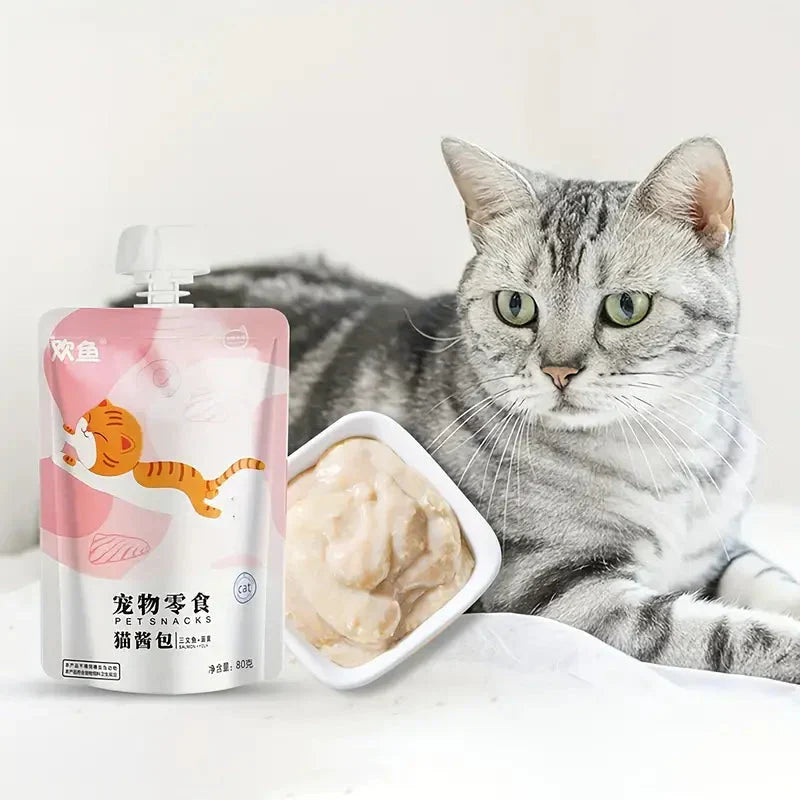 5pcs Cat Treats, Pet Fresh Meat Sauce Packs, Various Flavors Of Cat Licking Meat Sauce For Kittens Petzymart