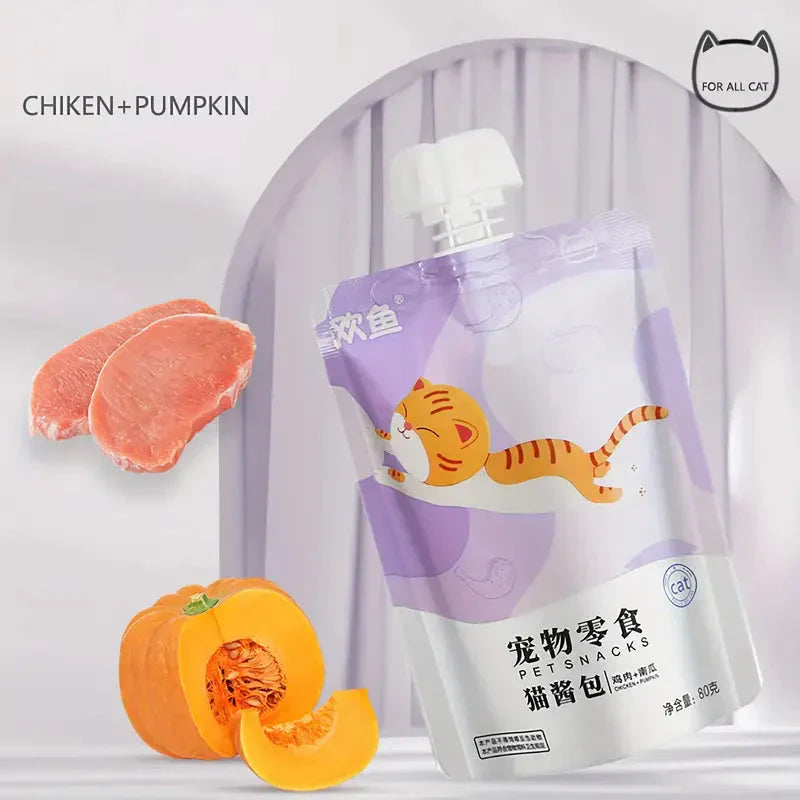 5pcs Cat Treats, Pet Fresh Meat Sauce Packs, Various Flavors Of Cat Licking Meat Sauce For Kittens Petzymart