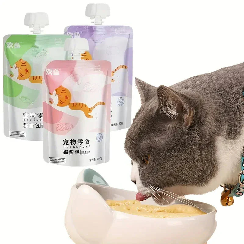 5pcs Cat Treats, Pet Fresh Meat Sauce Packs, Various Flavors Of Cat Licking Meat Sauce For Kittens Petzymart