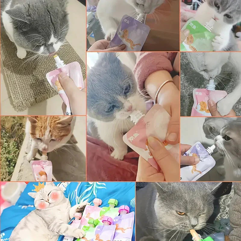 5pcs Cat Treats, Pet Fresh Meat Sauce Packs, Various Flavors Of Cat Licking Meat Sauce For Kittens Petzymart