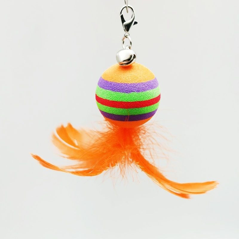 Pet Cat Toy Feather Bell Rainbow Ball