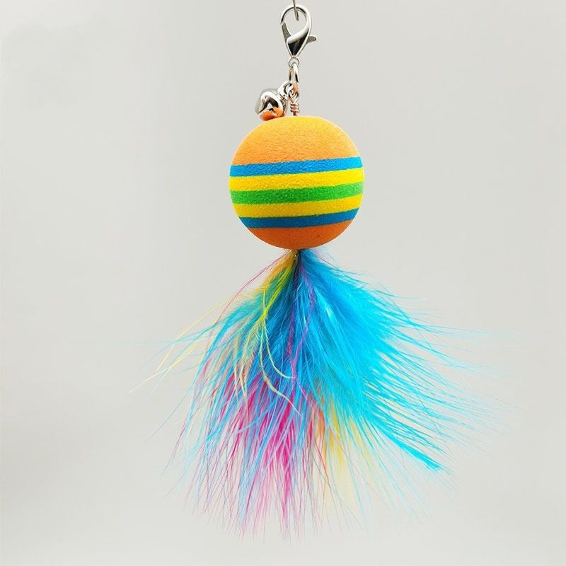 Pet Cat Toy Feather Bell Rainbow Ball