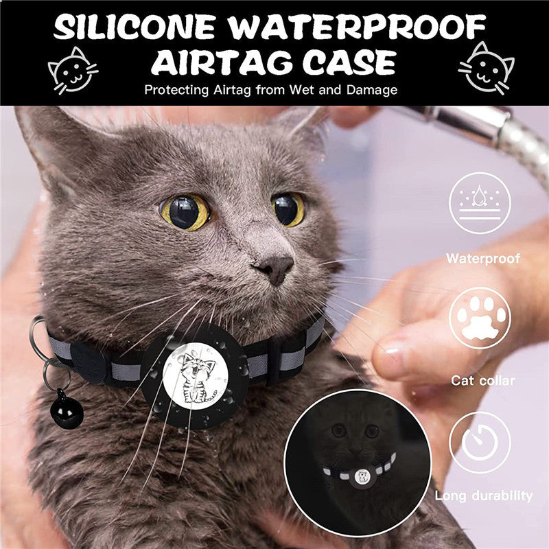 Apple Airtag Tracker Protective Cover Anti-missing Pet Positioning Collar Cat Reflective Bell Collar Petzymart