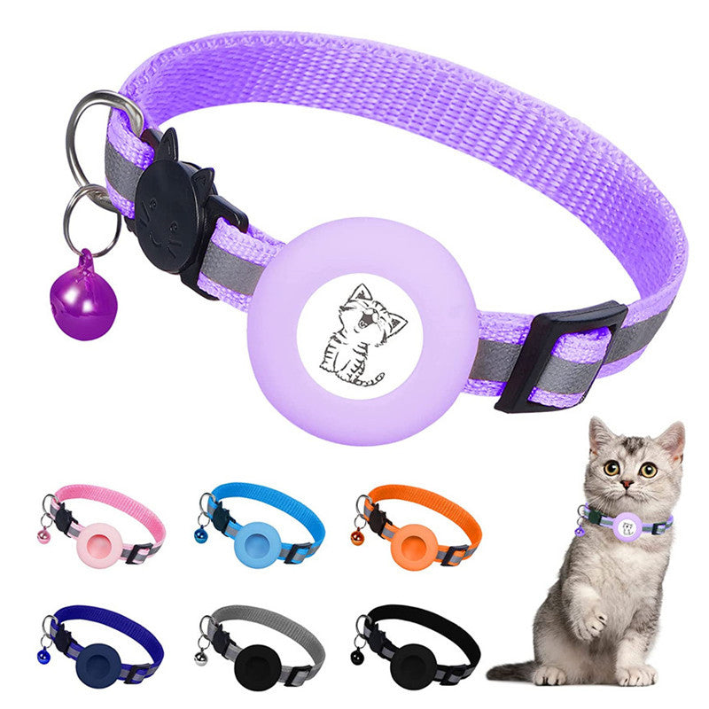 Apple Airtag Tracker Protective Cover Anti-missing Pet Positioning Collar Cat Reflective Bell Collar Petzymart