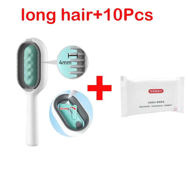 Cat Cleaning Floating Hair Removal Comb with Disposable Wipes Petzymart