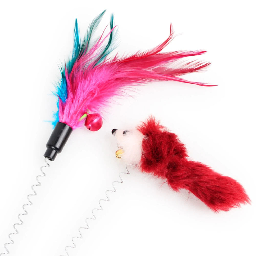 Cat Toy Colorful Suction Cup Spring Feather With Bell Petzymart