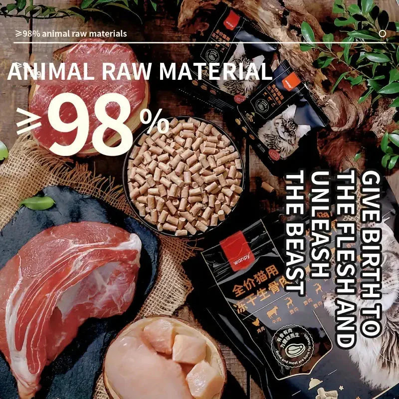 Freeze-dried Cat Food Raw Bone Meat Freeze Dried 98% Animal Protein Petzymart