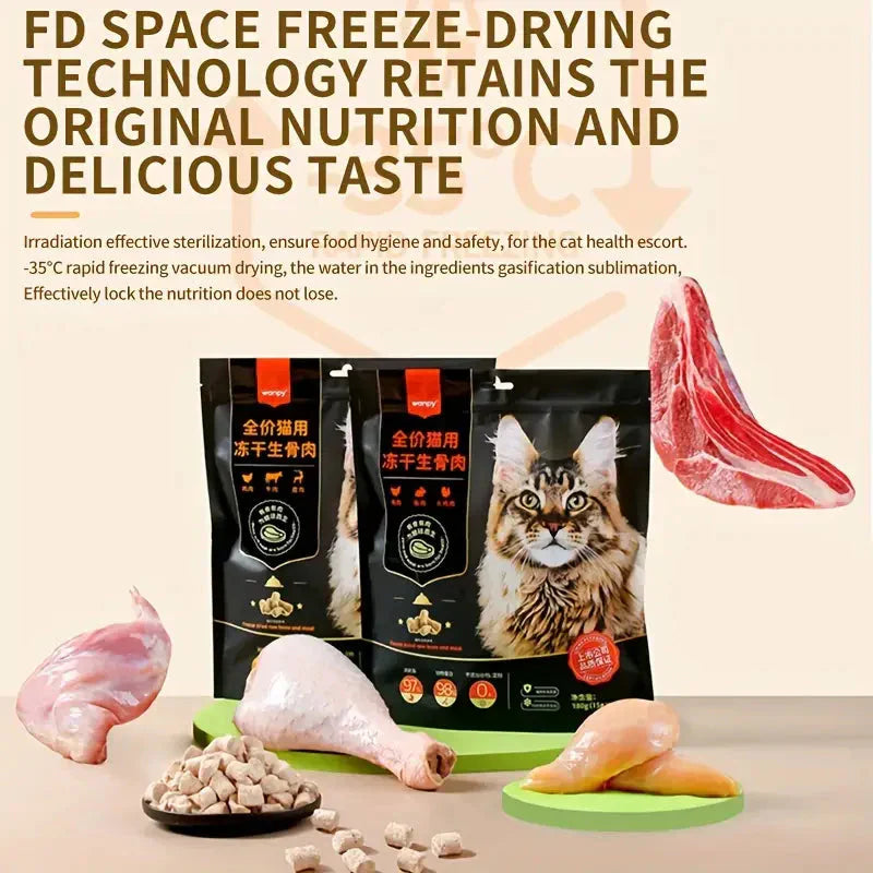 Freeze-dried Cat Food Raw Bone Meat Freeze Dried 98% Animal Protein Petzymart