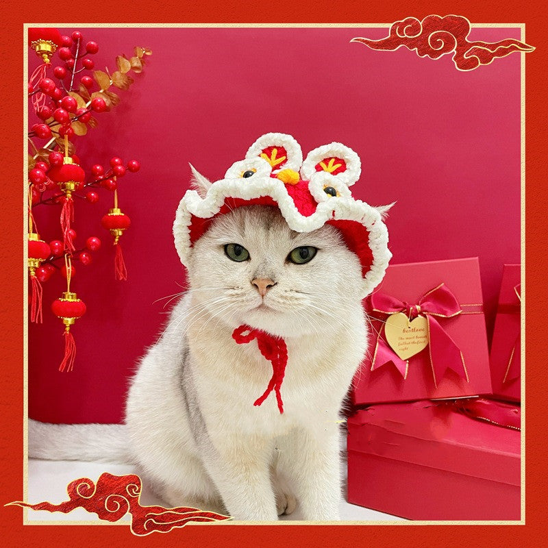New Year Festive Clothes For Pet Cats And Dogs Tiger Head Hats Petzymart
