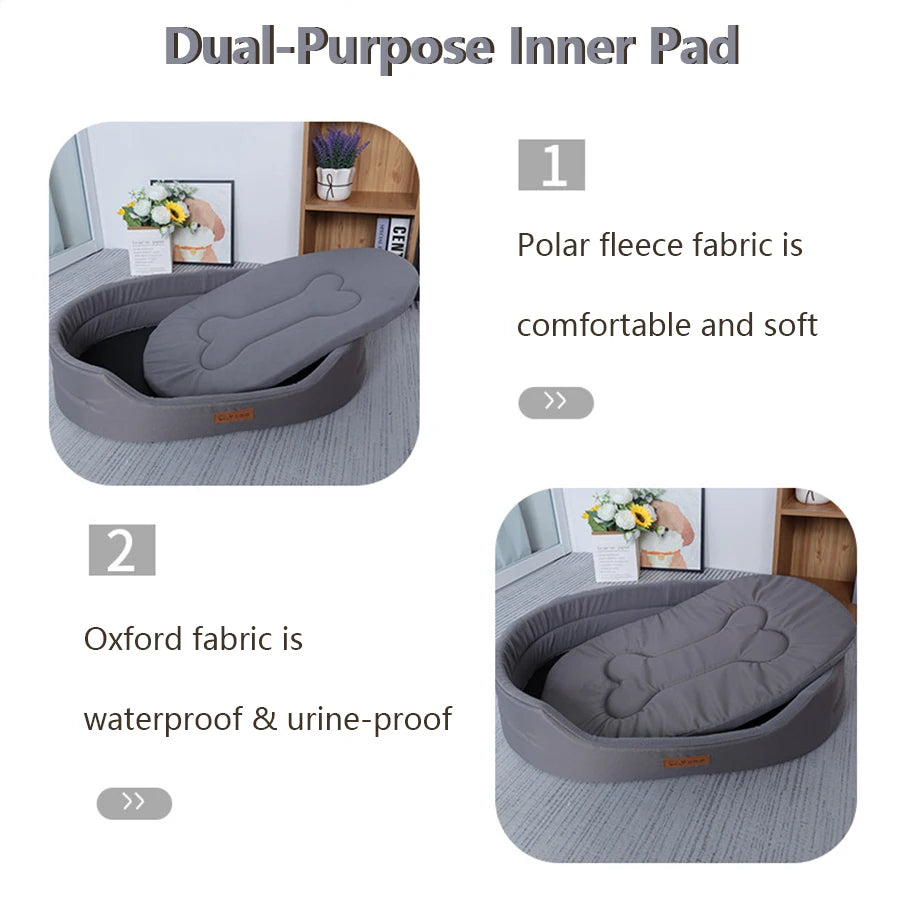 Oval Dog Bed, Large Space Pet Bed, Oxford Cloth Waterproof, Dual-Purpose Inner Pad Petzymart