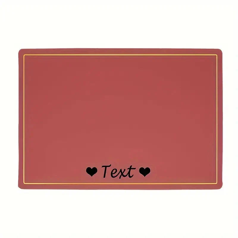 Personalized Dog Feeding Mat, Waterproof Anti-skid Leather Dog Food Mat, Custom Pet Name With Heart Petzymart