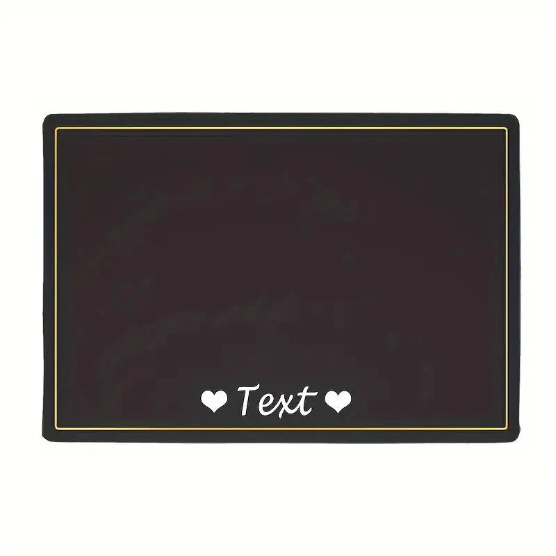 Personalized Dog Feeding Mat, Waterproof Anti-skid Leather Dog Food Mat, Custom Pet Name With Heart Petzymart