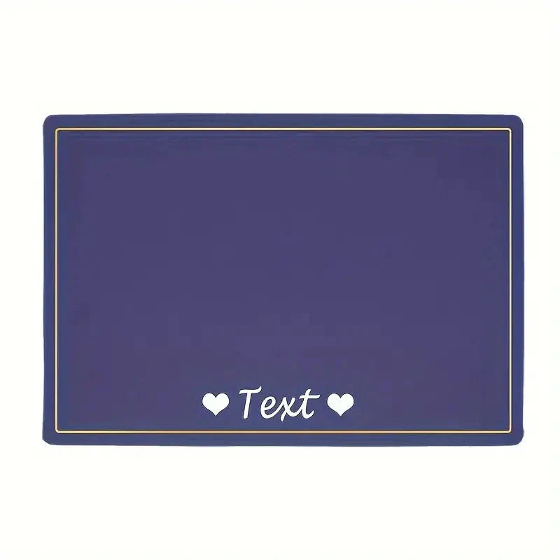 Personalized Dog Feeding Mat, Waterproof Anti-skid Leather Dog Food Mat, Custom Pet Name With Heart Petzymart