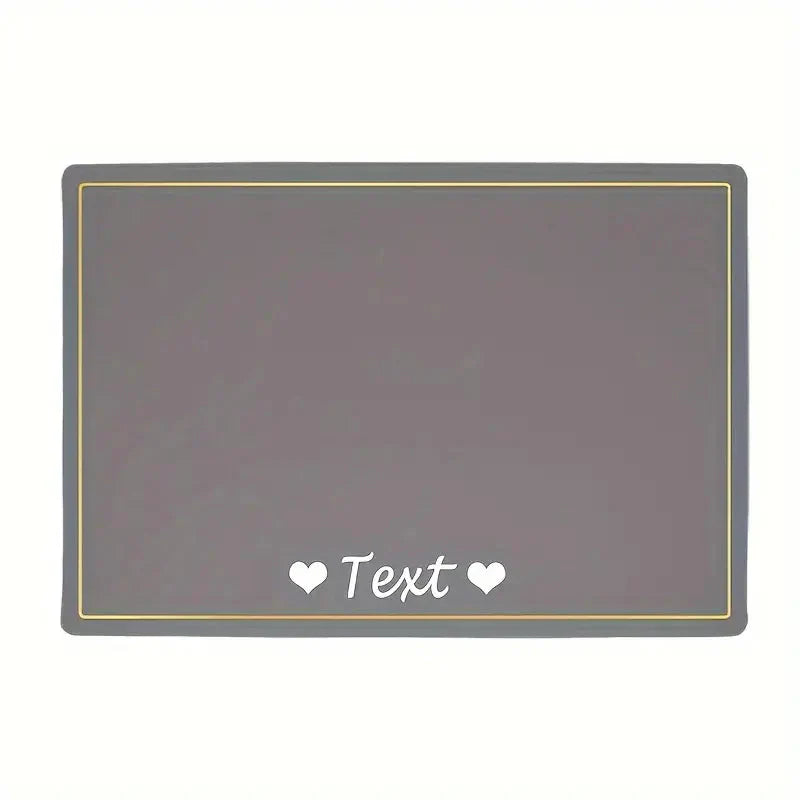 Personalized Dog Feeding Mat, Waterproof Anti-skid Leather Dog Food Mat, Custom Pet Name With Heart Petzymart
