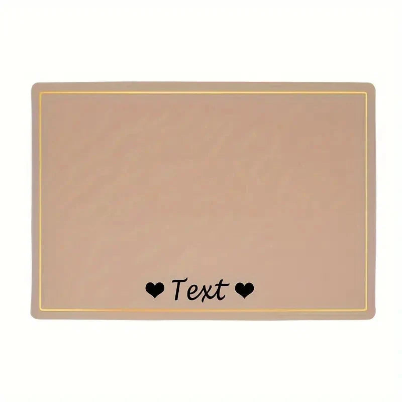 Personalized Dog Feeding Mat, Waterproof Anti-skid Leather Dog Food Mat, Custom Pet Name With Heart Petzymart
