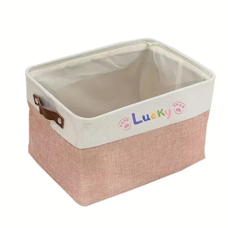 Personalized Pet Toy Storage Box, Custom Dog Toy Storage Container Foldable Bag Basket Petzymart