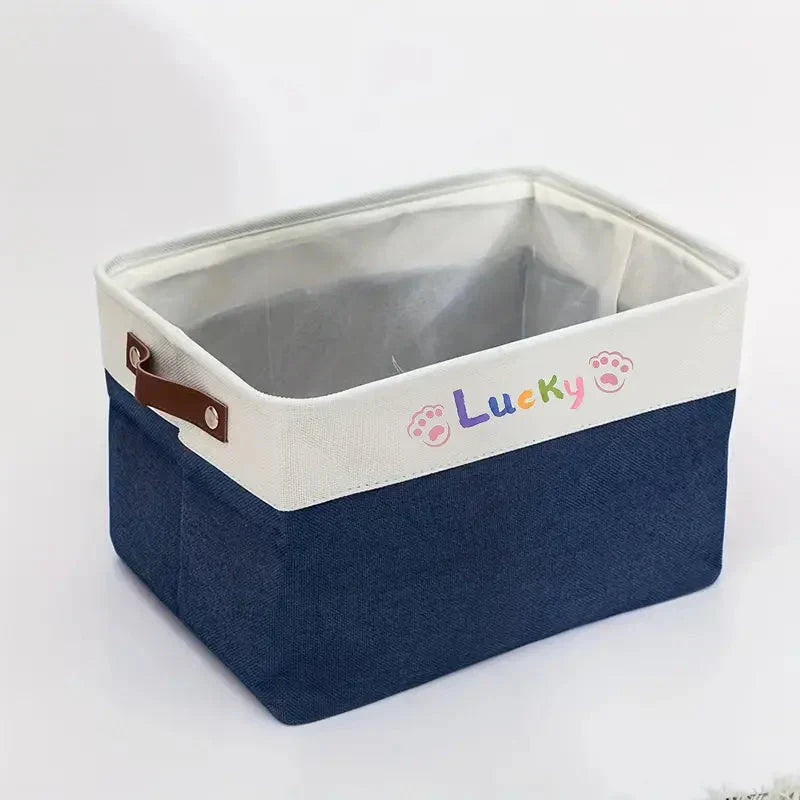 Personalized Pet Toy Storage Box, Custom Dog Toy Storage Container Foldable Bag Basket Petzymart