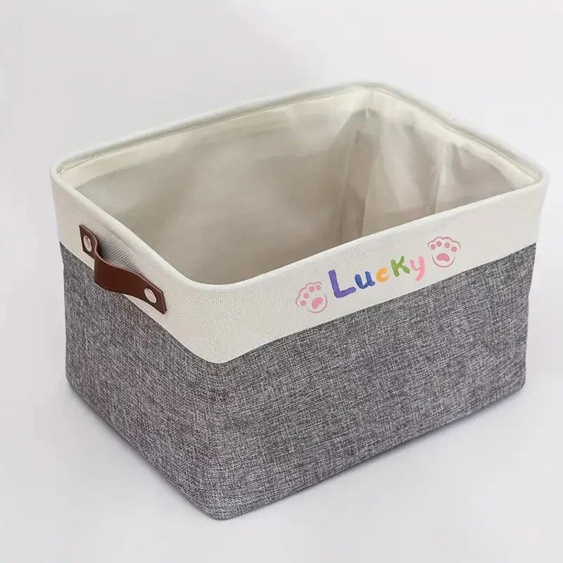 Personalized Pet Toy Storage Box, Custom Dog Toy Storage Container Foldable Bag Basket Petzymart