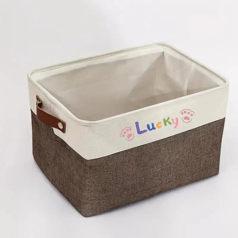 Personalized Pet Toy Storage Box, Custom Dog Toy Storage Container Foldable Bag Basket Petzymart