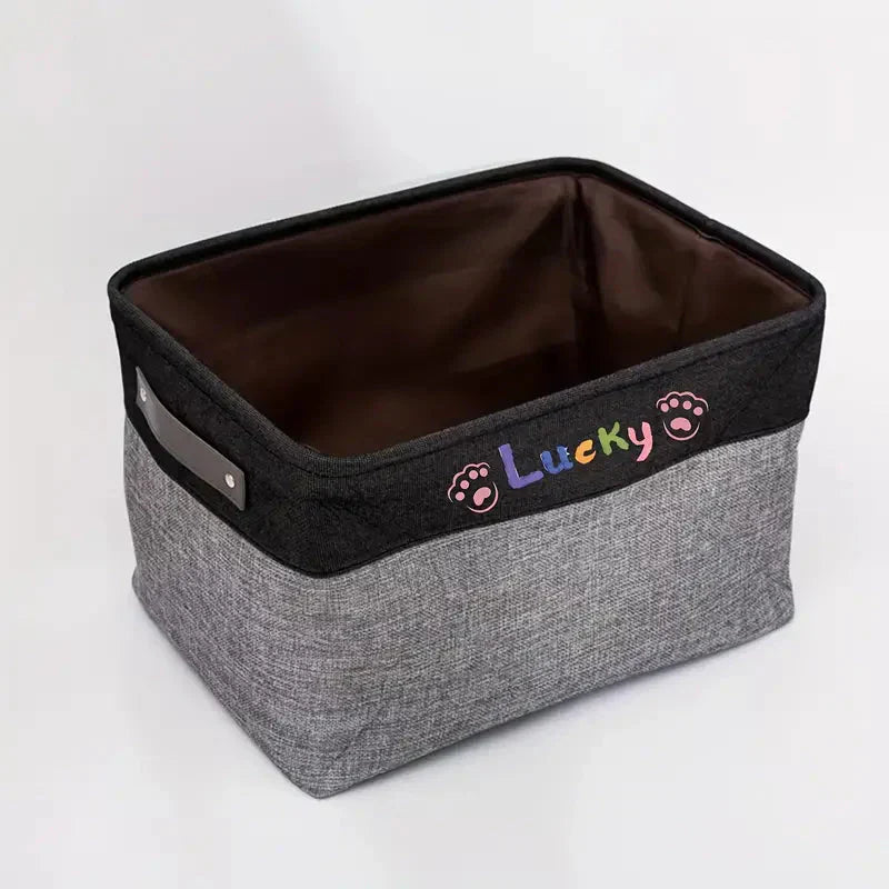 Personalized Pet Toy Storage Box, Custom Dog Toy Storage Container Foldable Bag Basket Petzymart