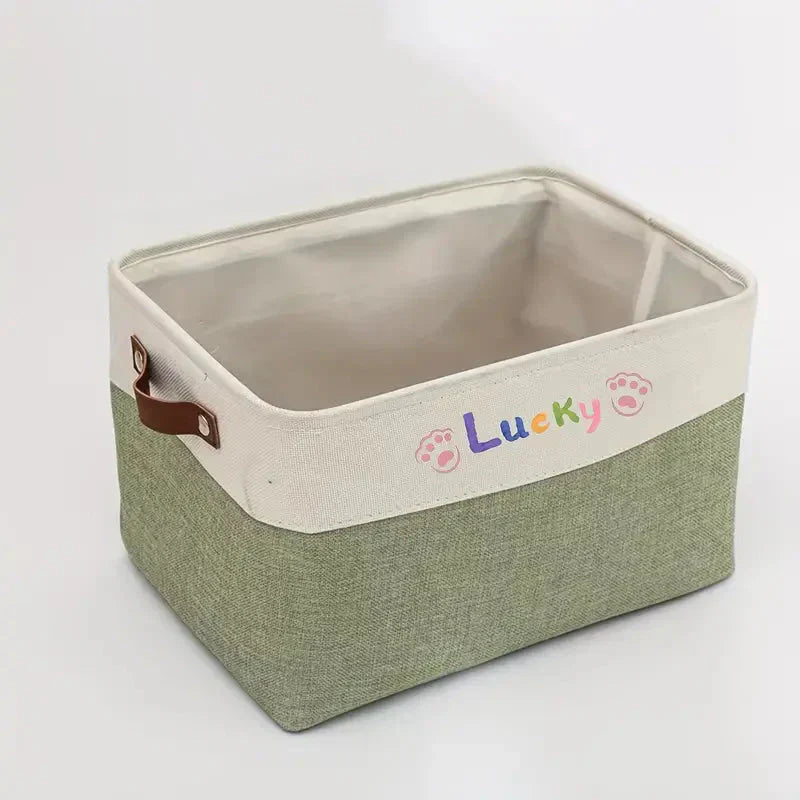 Personalized Pet Toy Storage Box, Custom Dog Toy Storage Container Foldable Bag Basket Petzymart