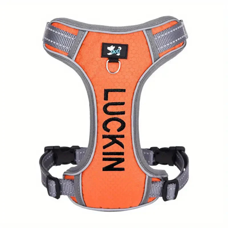 Personalized Reflective Dog Harness with Embroidered Name - Adjustable and Soft for Comfort and Safety Petzymart