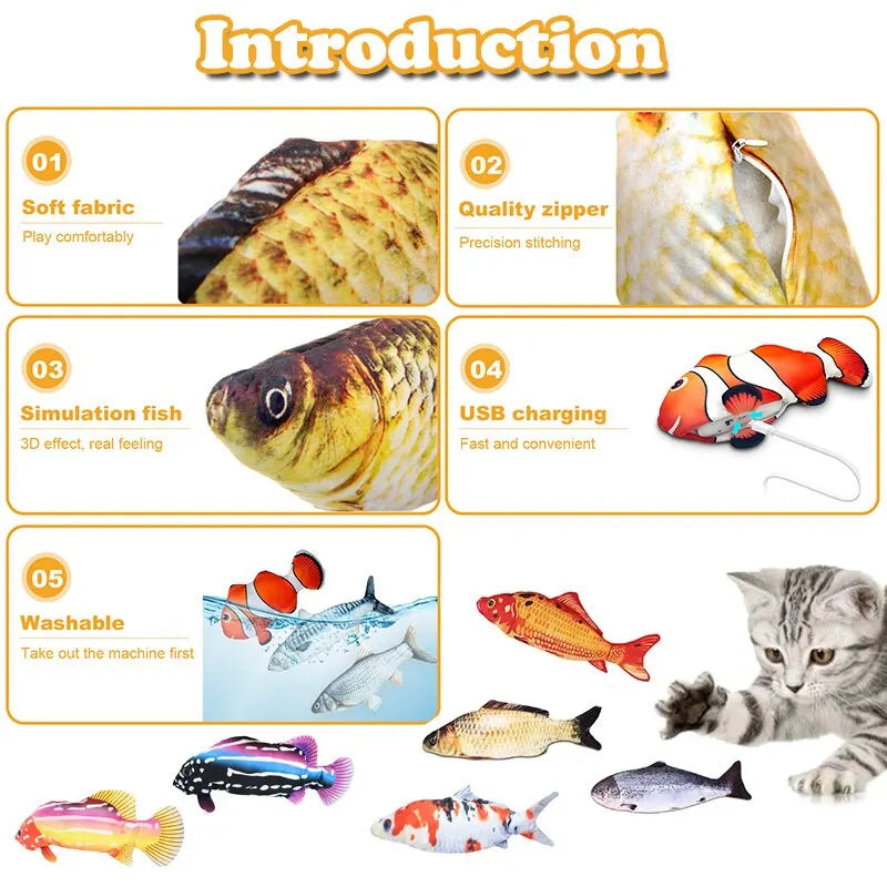 Pet Fish Toy Soft Plush Toy USB Charger Petzymart