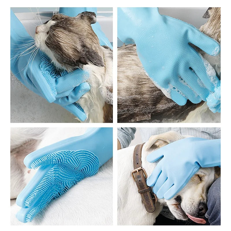 Pet Grooming Cleaning Gloves Dog Cat Bathing Shampoo Glove Petzymart