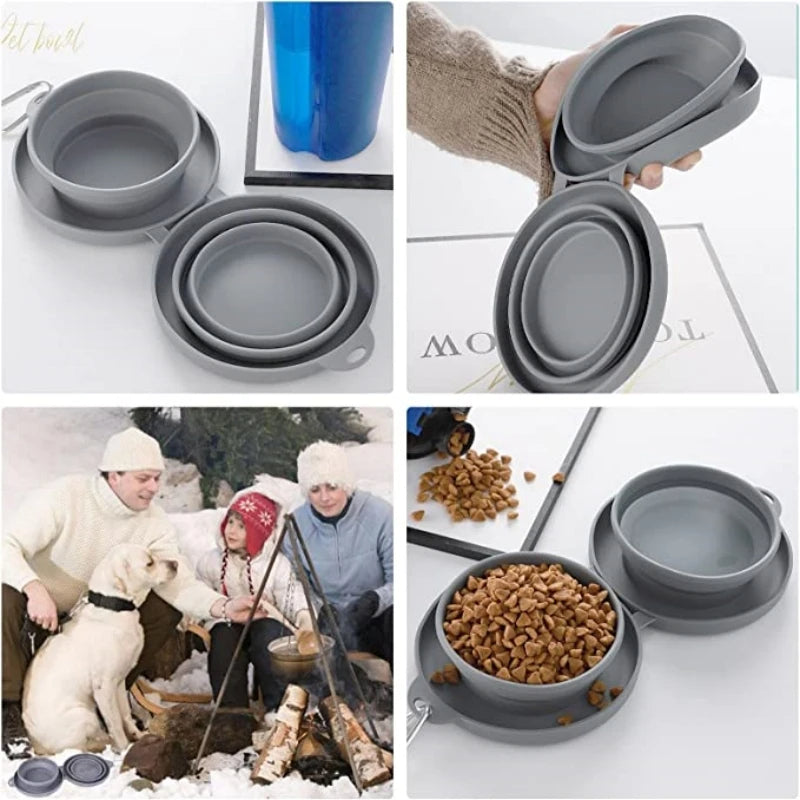 Portable Pet Bowl, Double-fold Silicone Pet Product, Thickened Dog Bowl, Suitable for Outdoor & Travel Petzymart