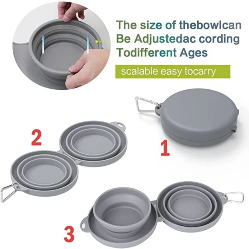 Portable Pet Bowl, Double-fold Silicone Pet Product, Thickened Dog Bowl, Suitable for Outdoor & Travel Petzymart