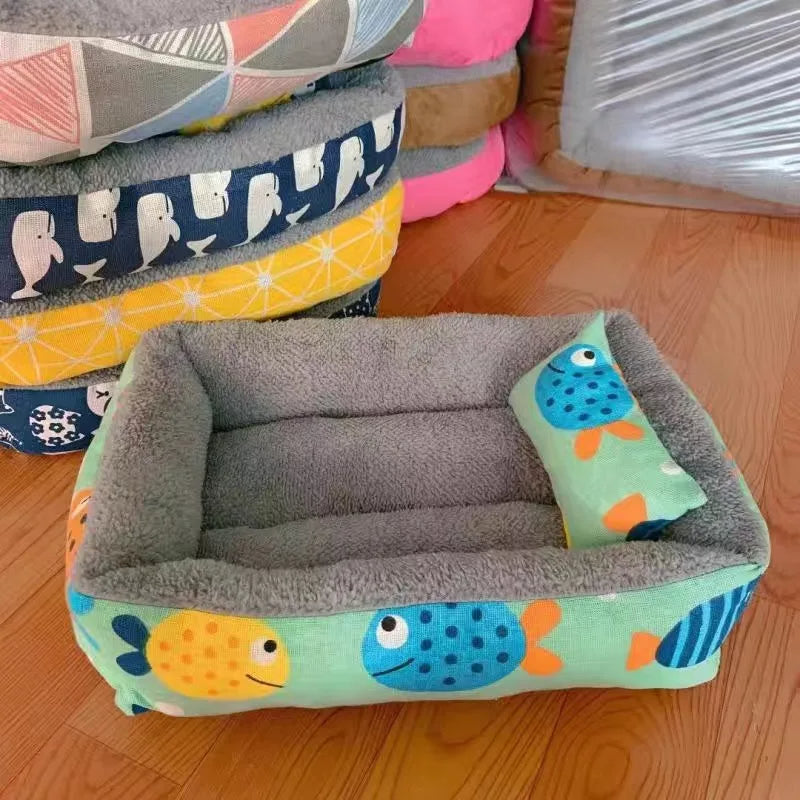 Soft Pet Bed Cat Bed Dog Bed Pet Mattress with Pillow Petzymart
