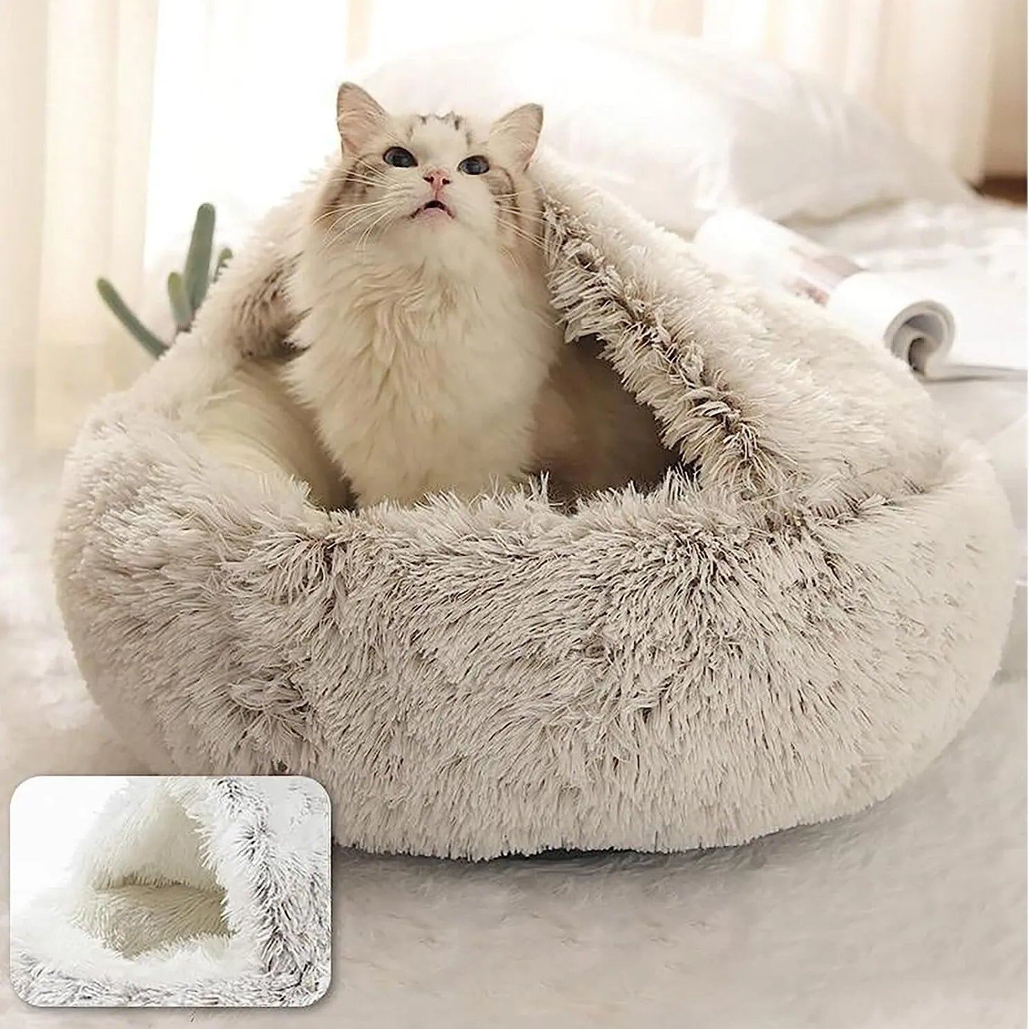 Soft Plush Round Cat & Dog Bed Pet Mattress Warm Petzymart