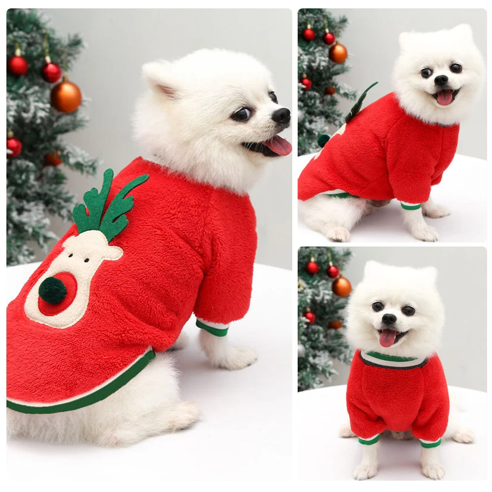 Warm Christmas Pets Clothes Soft Fleece Dog Sweater Petzymart