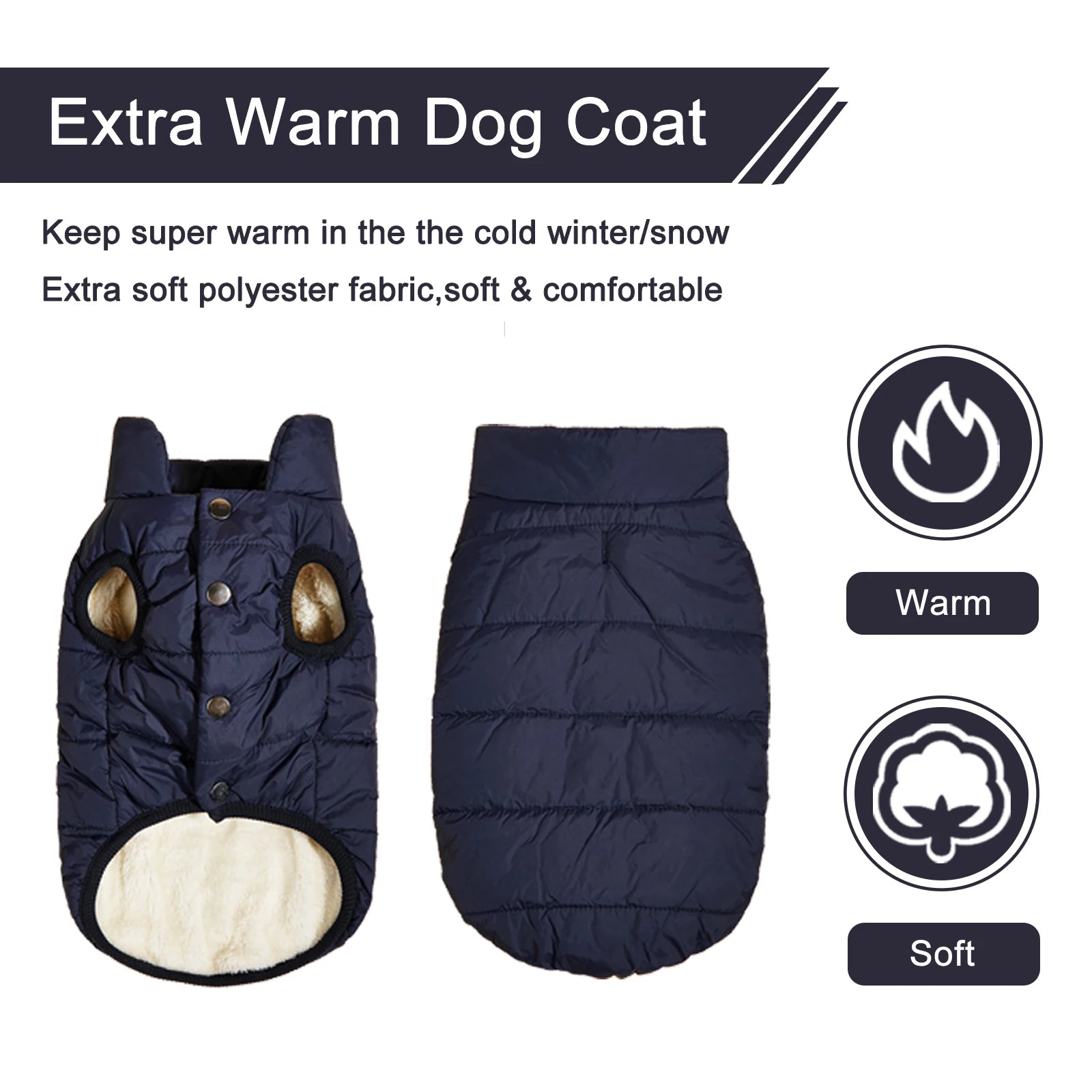 Winter Cold Proof Warm Dog Jacket with Fleece Cotton Lining Petzymart
