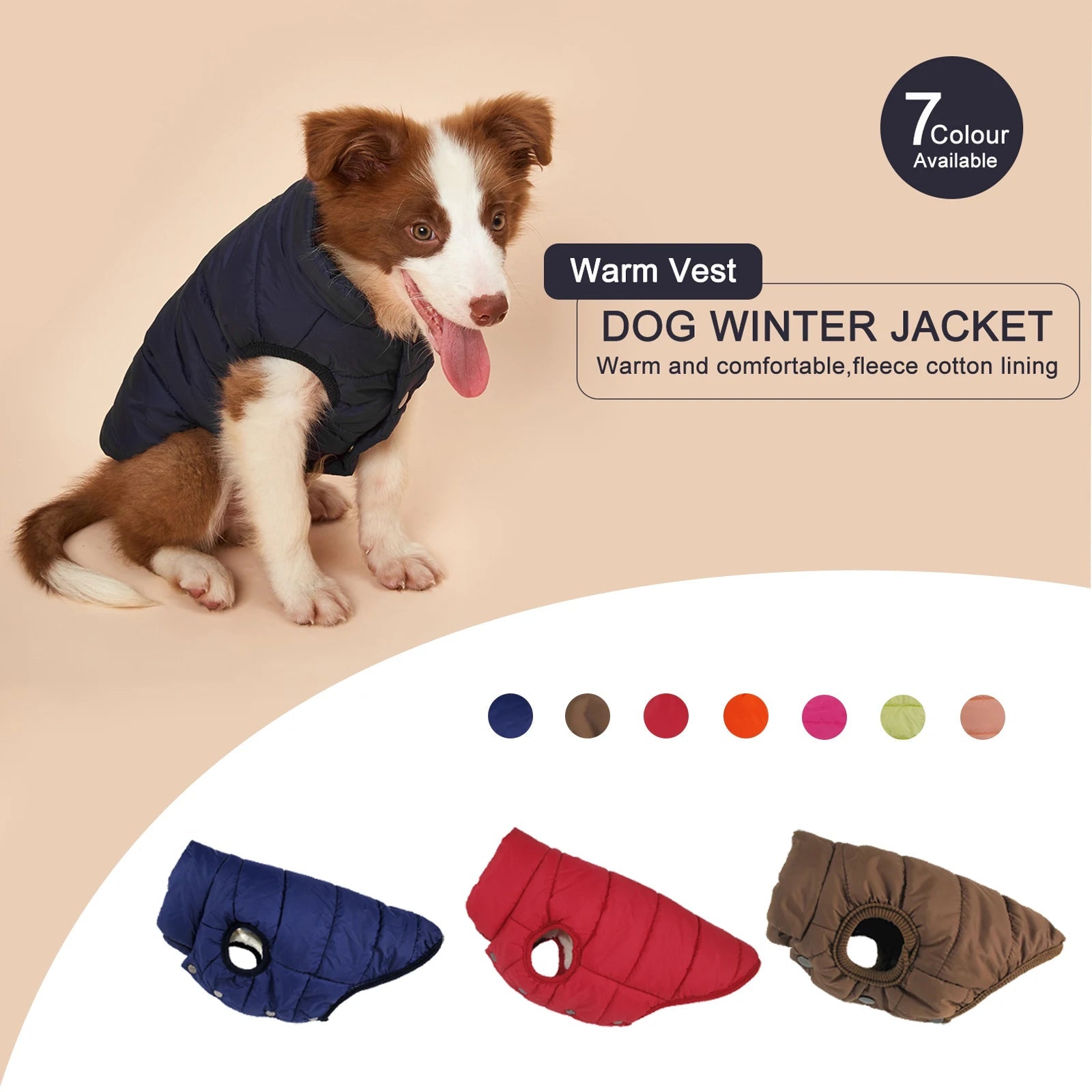 Winter Cold Proof Warm Dog Jacket with Fleece Cotton Lining Petzymart