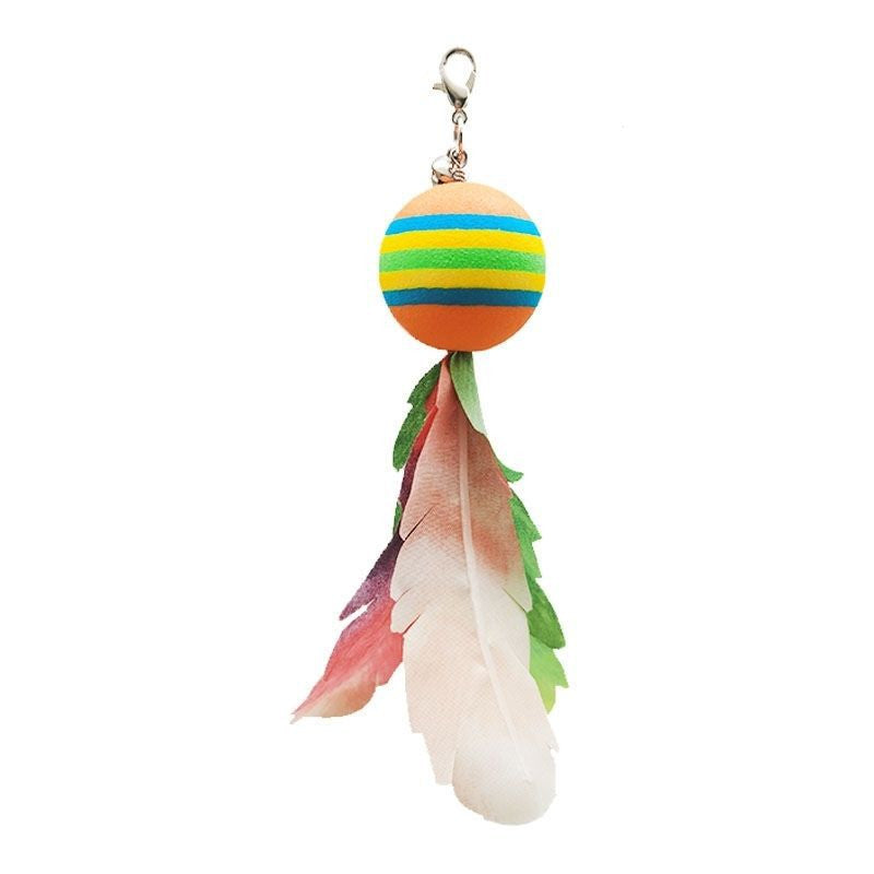 Pet Cat Toy Feather Bell Rainbow Ball