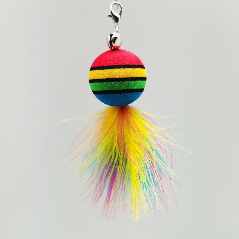 Pet Cat Toy Feather Bell Rainbow Ball