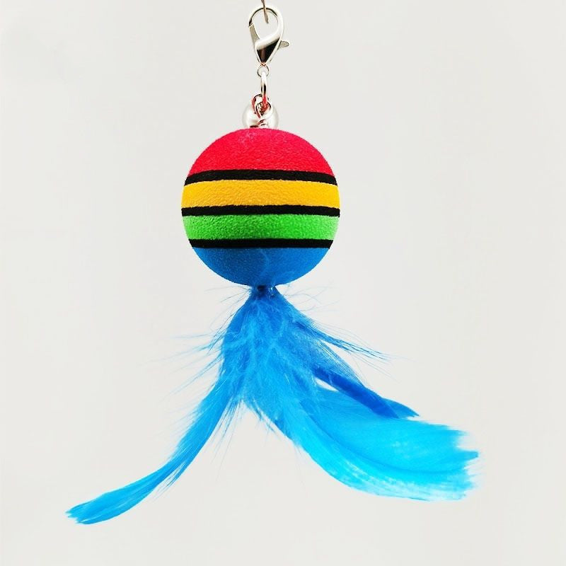 Pet Cat Toy Feather Bell Rainbow Ball