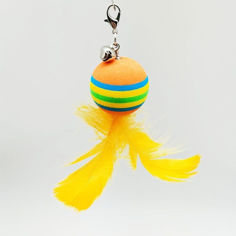 Pet Cat Toy Feather Bell Rainbow Ball